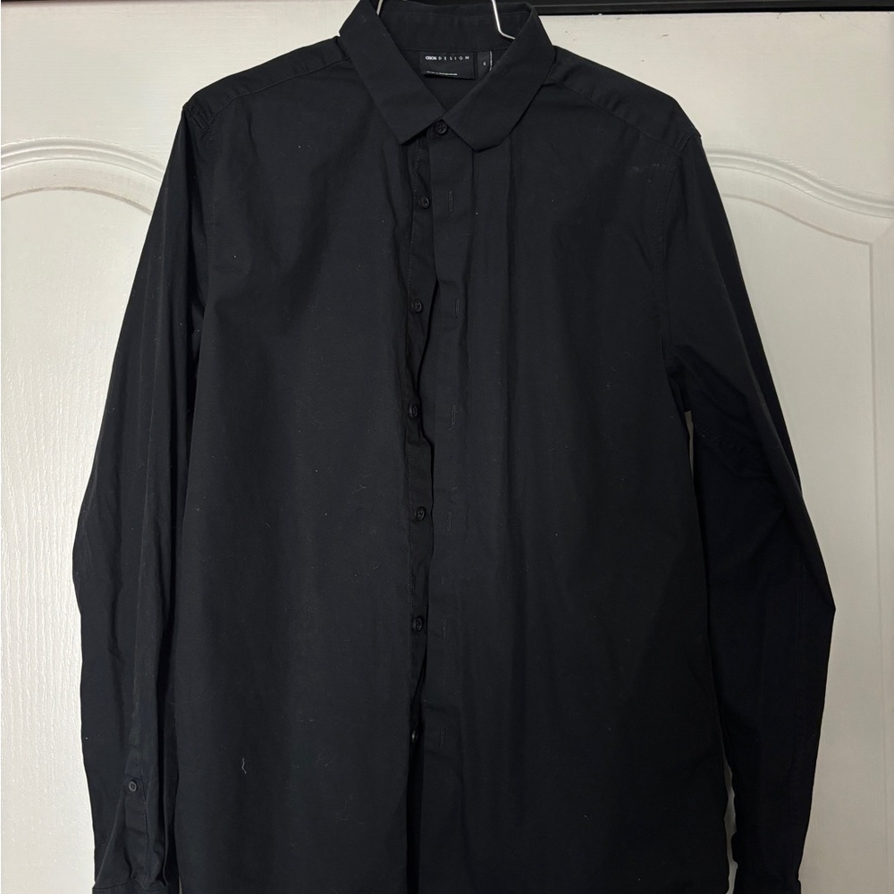 ASOS Black Lightweight Shirt Jacket with Pleated Back